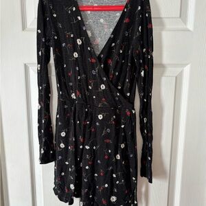 Garage Black Floral Long Sleeve Dress